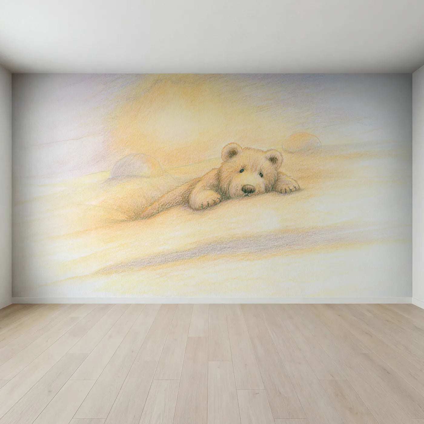 Full view of Soft Cuddly Teddy Wallpaper Mural by Whimsy Tots