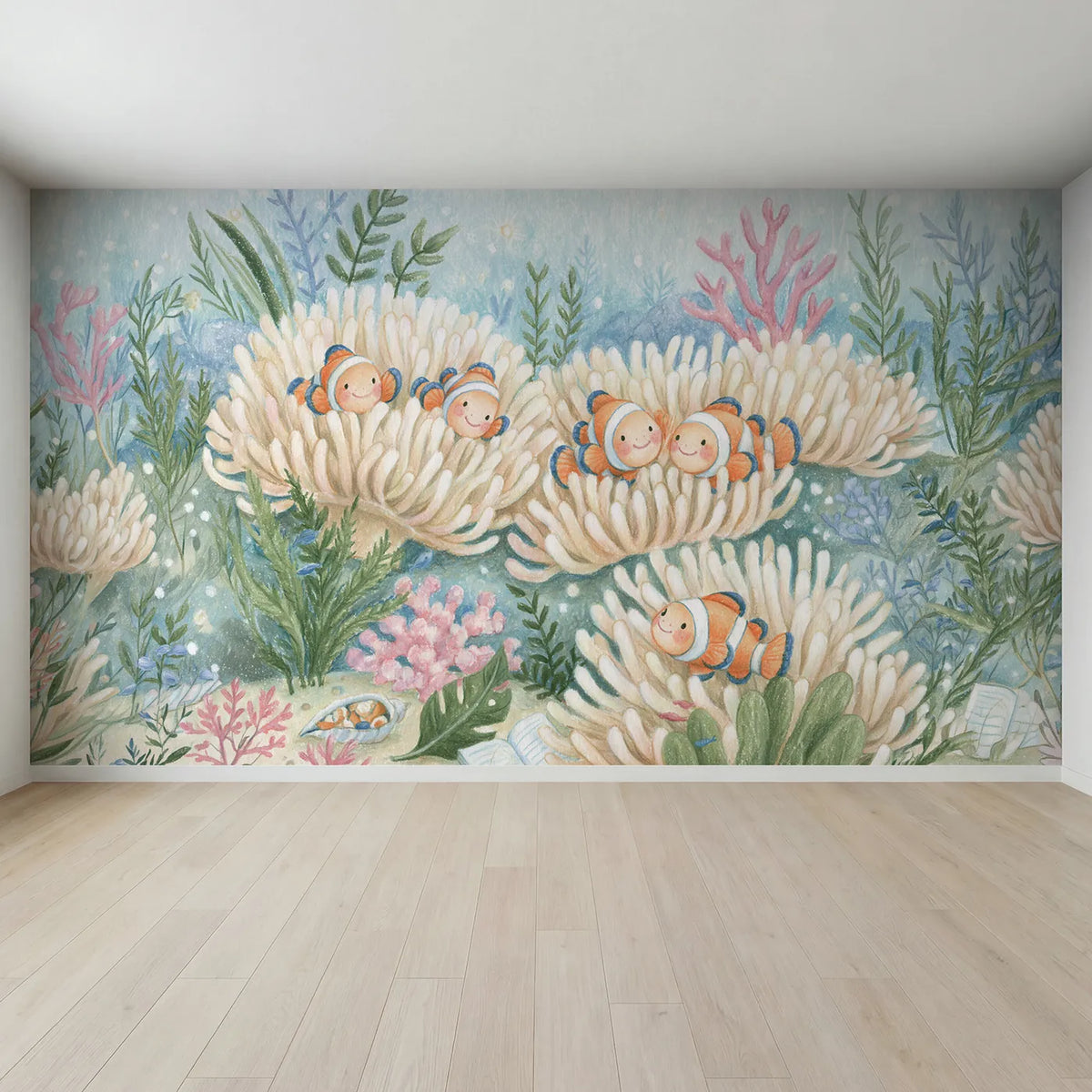 Full view of The Anemone Sleepover Wallpaper Mural by Whimsy Tots
