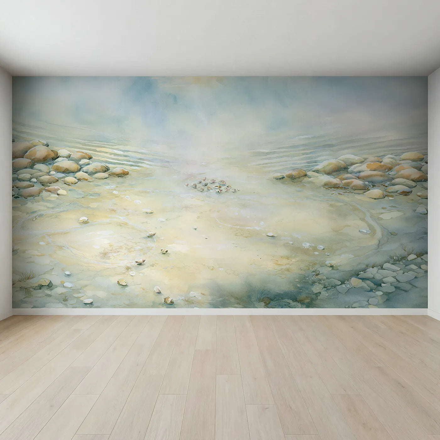 Full view of Sandy Seabed Hush Wallpaper Mural by Whimsy Tots
