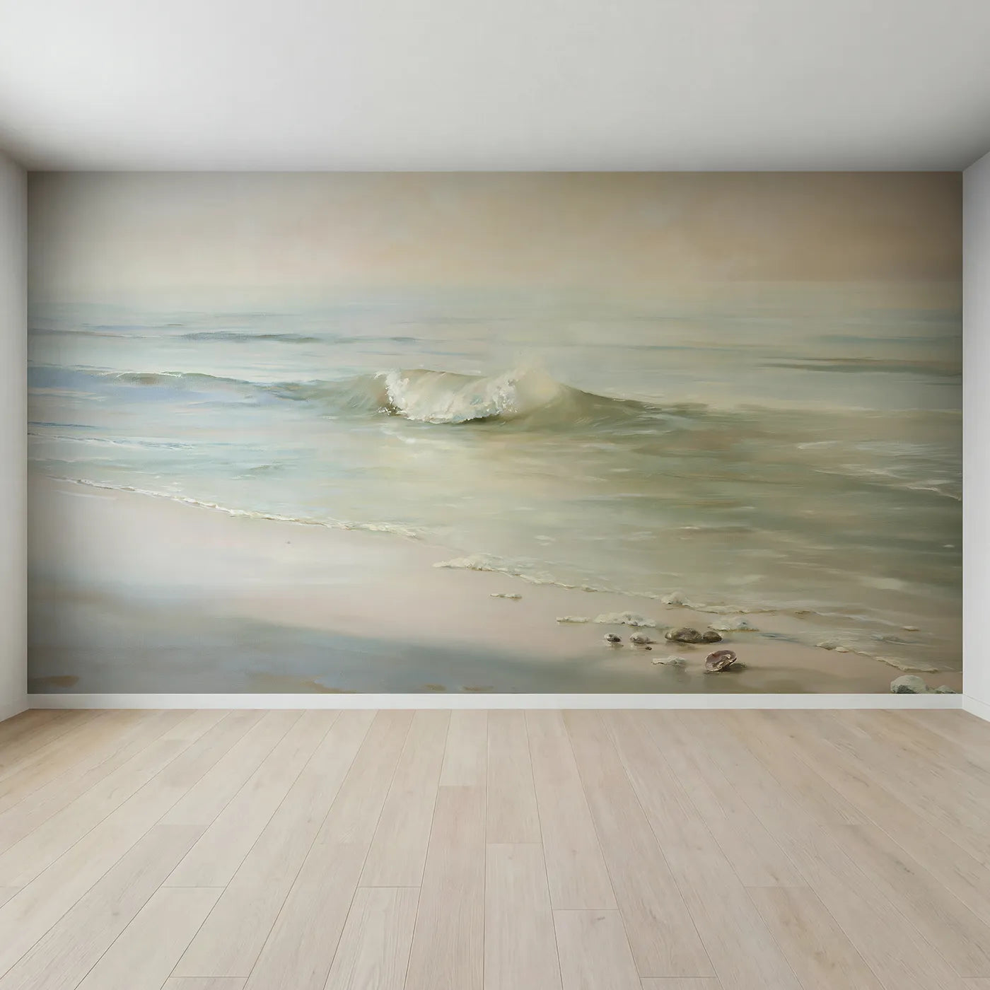 Full view of Gentle Wave Curl Wallpaper Mural by Whimsy Tots