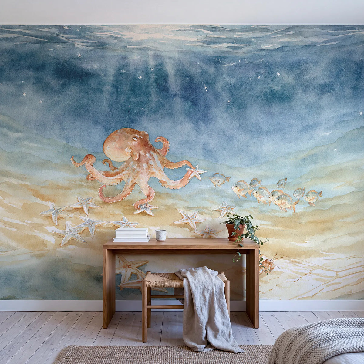 The Starfish Star Chart Wallpaper Mural in playroom setting by Whimsy Tots