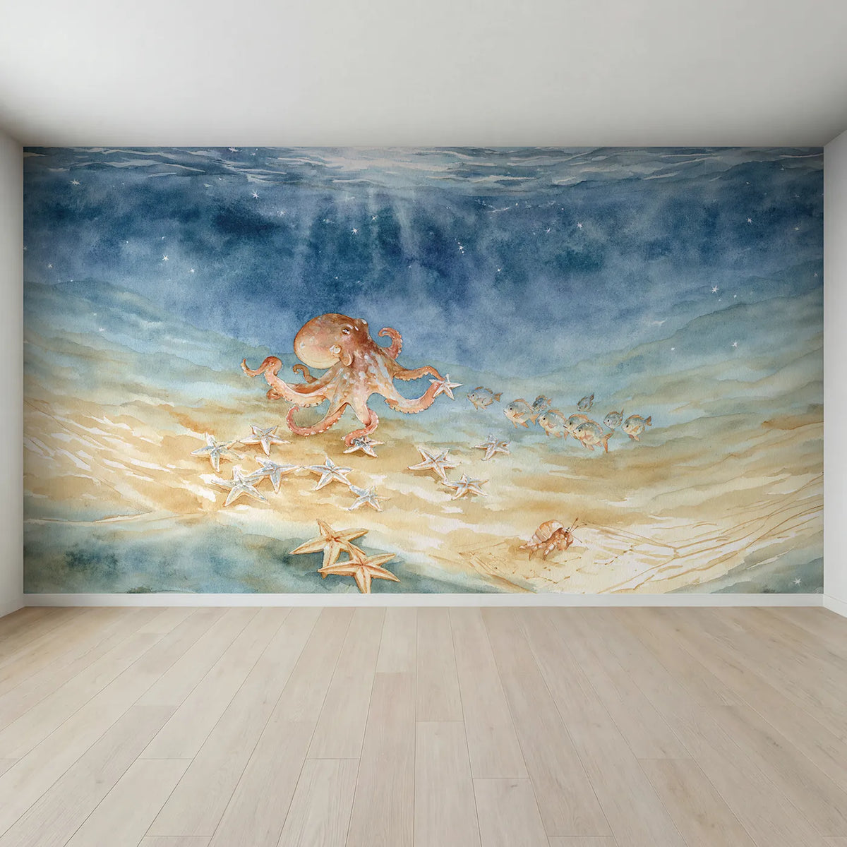 Full view of The Starfish Star Chart Wallpaper Mural by Whimsy Tots