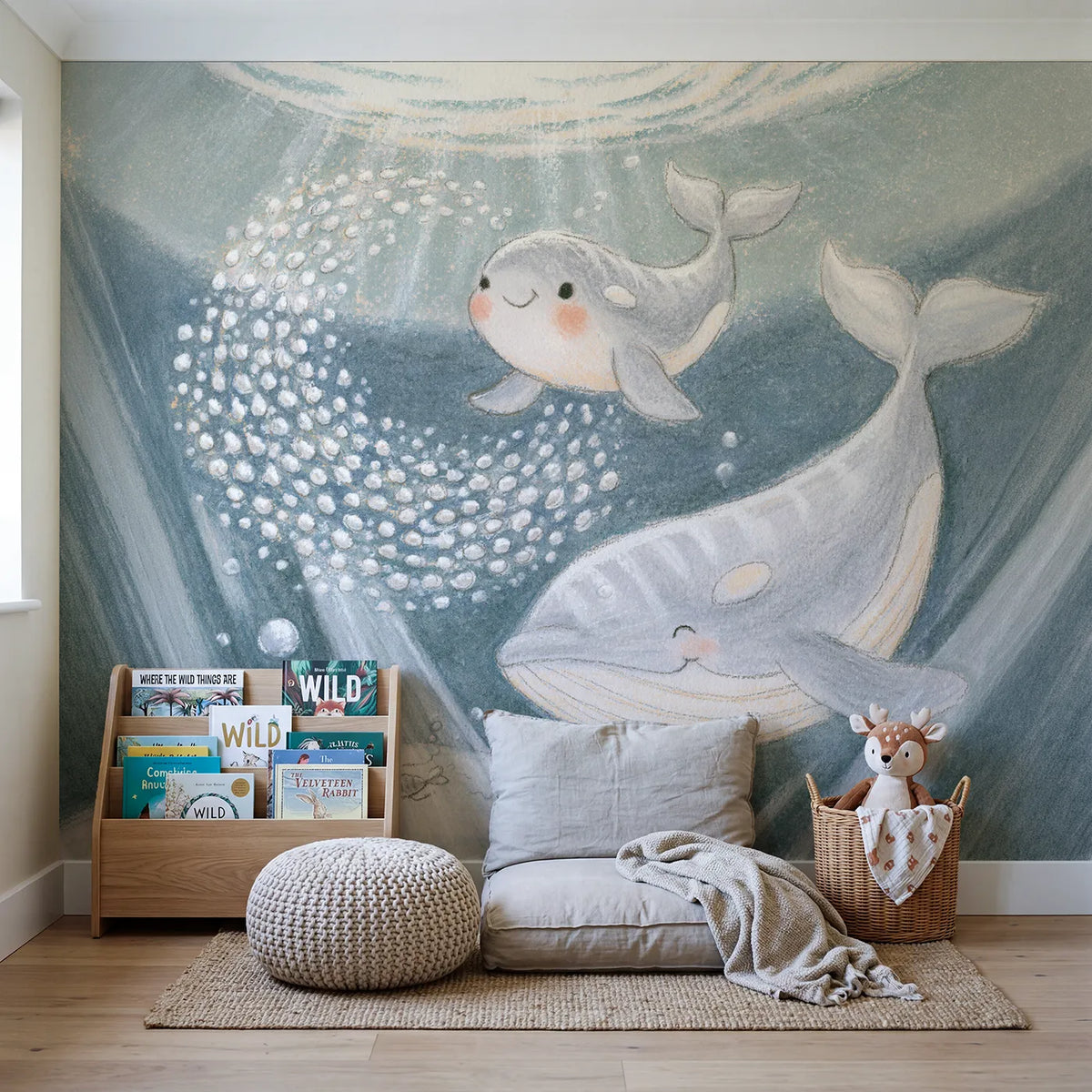 The Loop-the-Loop Lesson Wallpaper Mural in playroom setting by Whimsy Tots