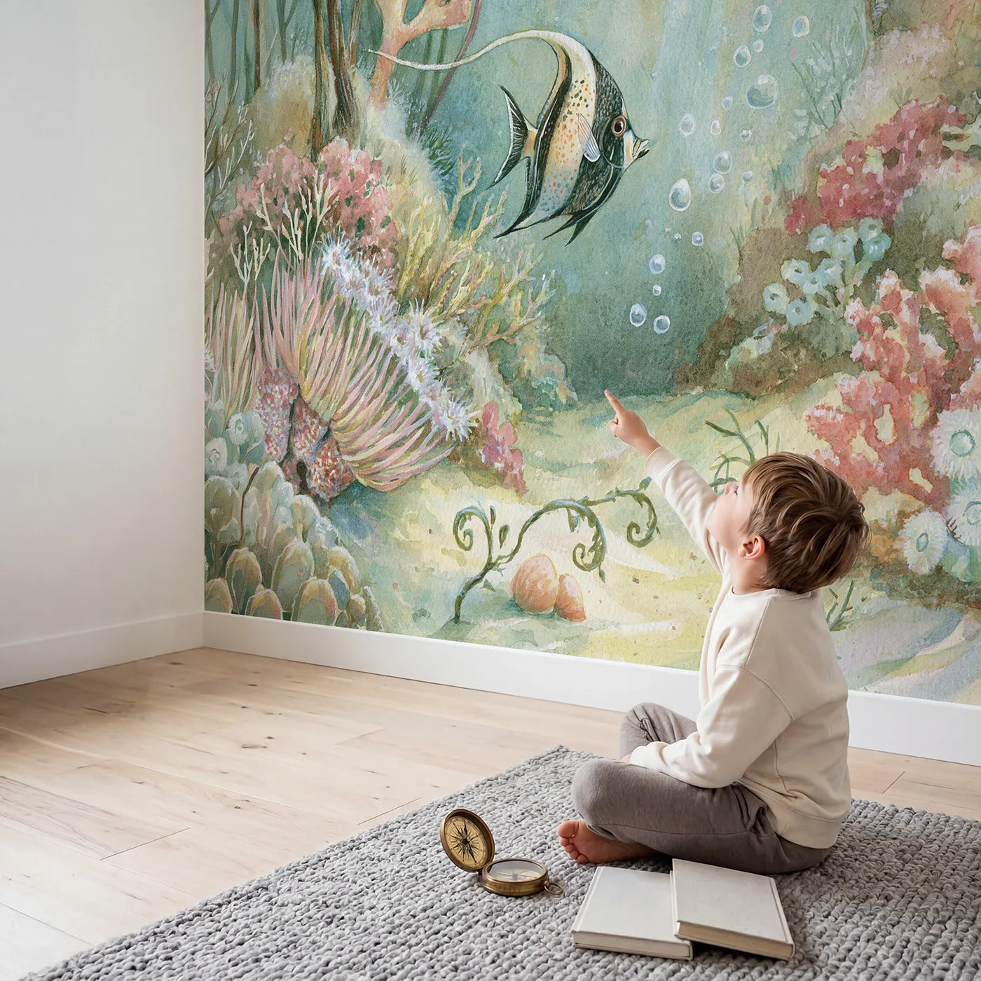 Child in nursery with Graceful Moorish Idol Wallpaper Mural by Whimsy Tots