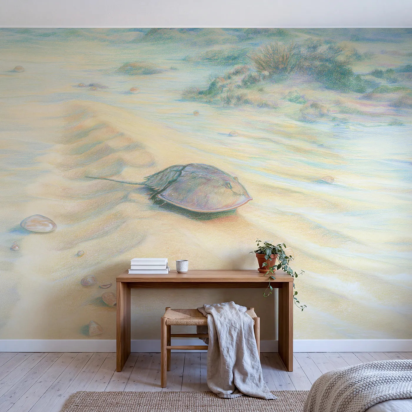 Ancient Horseshoe Crab Wallpaper Mural in playroom setting by Whimsy Tots