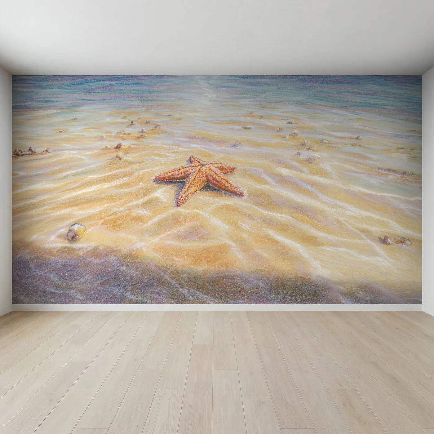 Full view of Resting Starfish Wallpaper Mural by Whimsy Tots