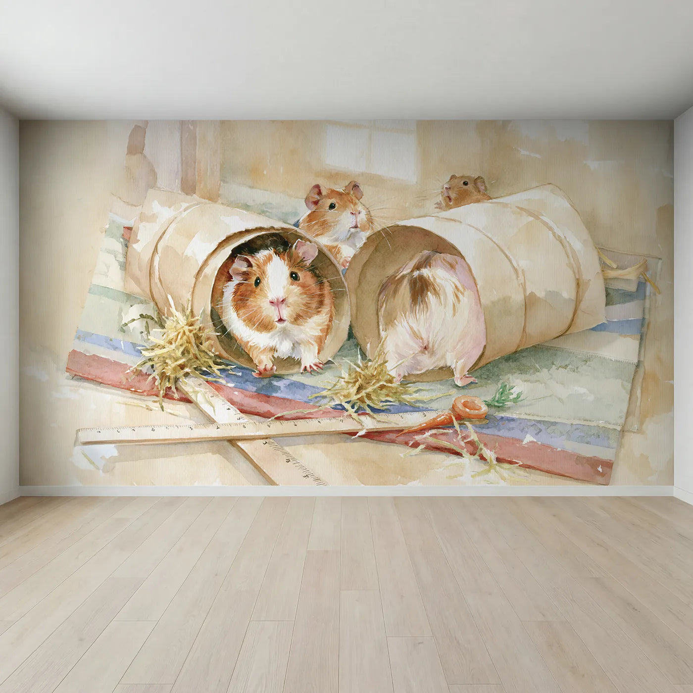 Full view of The Tunnel Race Wallpaper Mural by Whimsy Tots