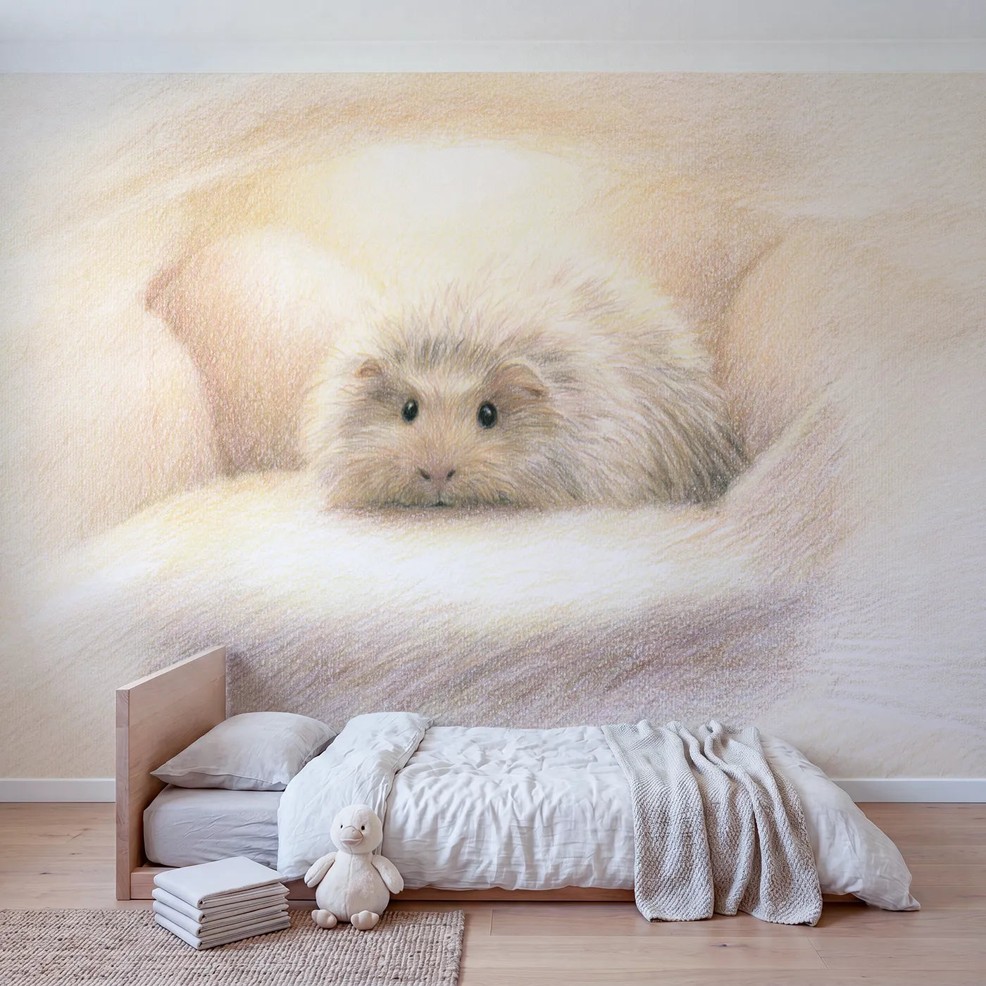 Little Guinea Pig Wallpaper Mural in playroom setting by Whimsy Tots