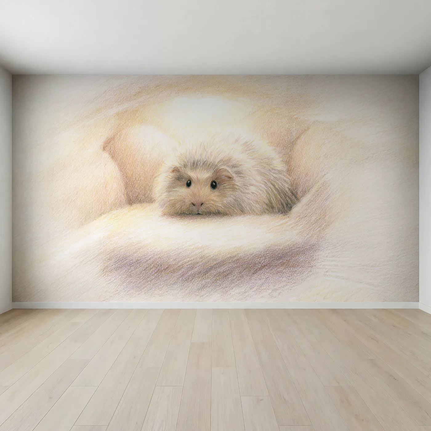 Full view of Little Guinea Pig Wallpaper Mural by Whimsy Tots