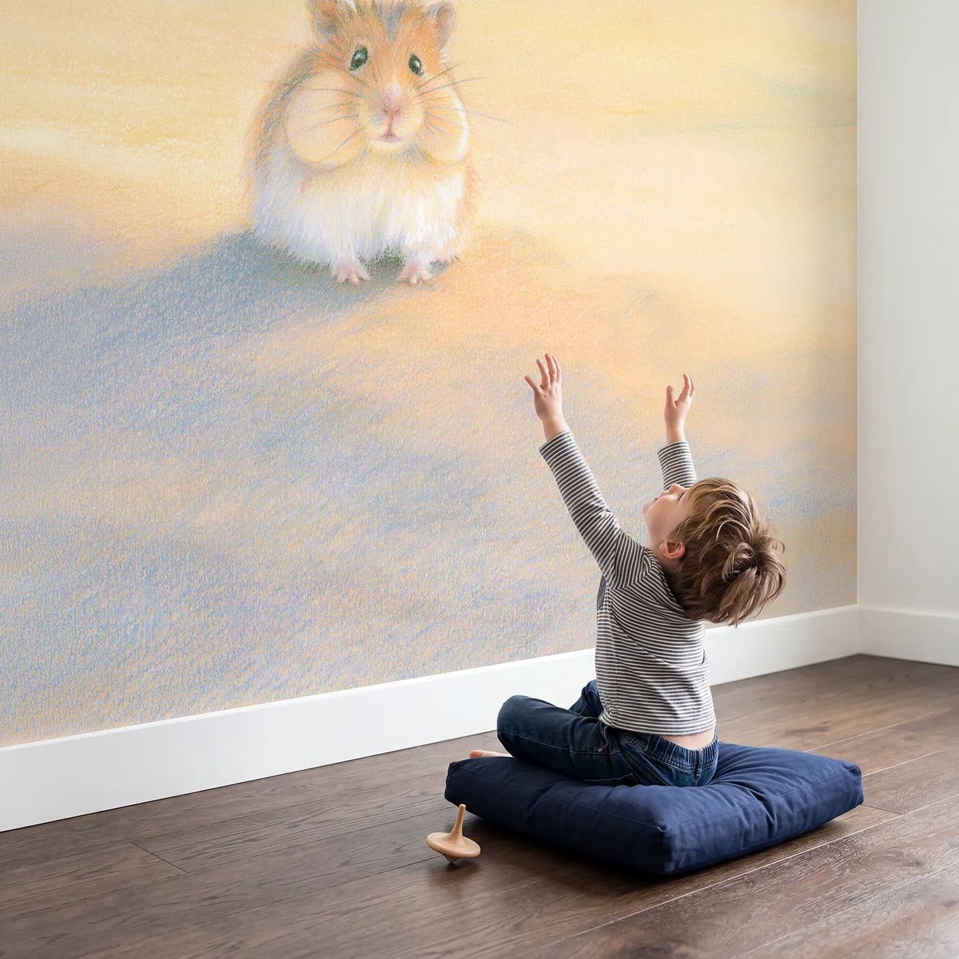 Child in nursery with Tiny Hamster Friend Wallpaper Mural by Whimsy Tots
