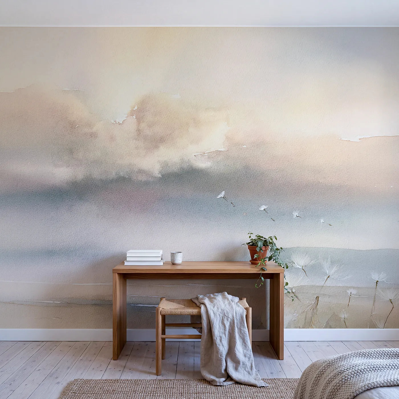 Morning Great Cloud Wallpaper Mural in playroom setting by Whimsy Tots