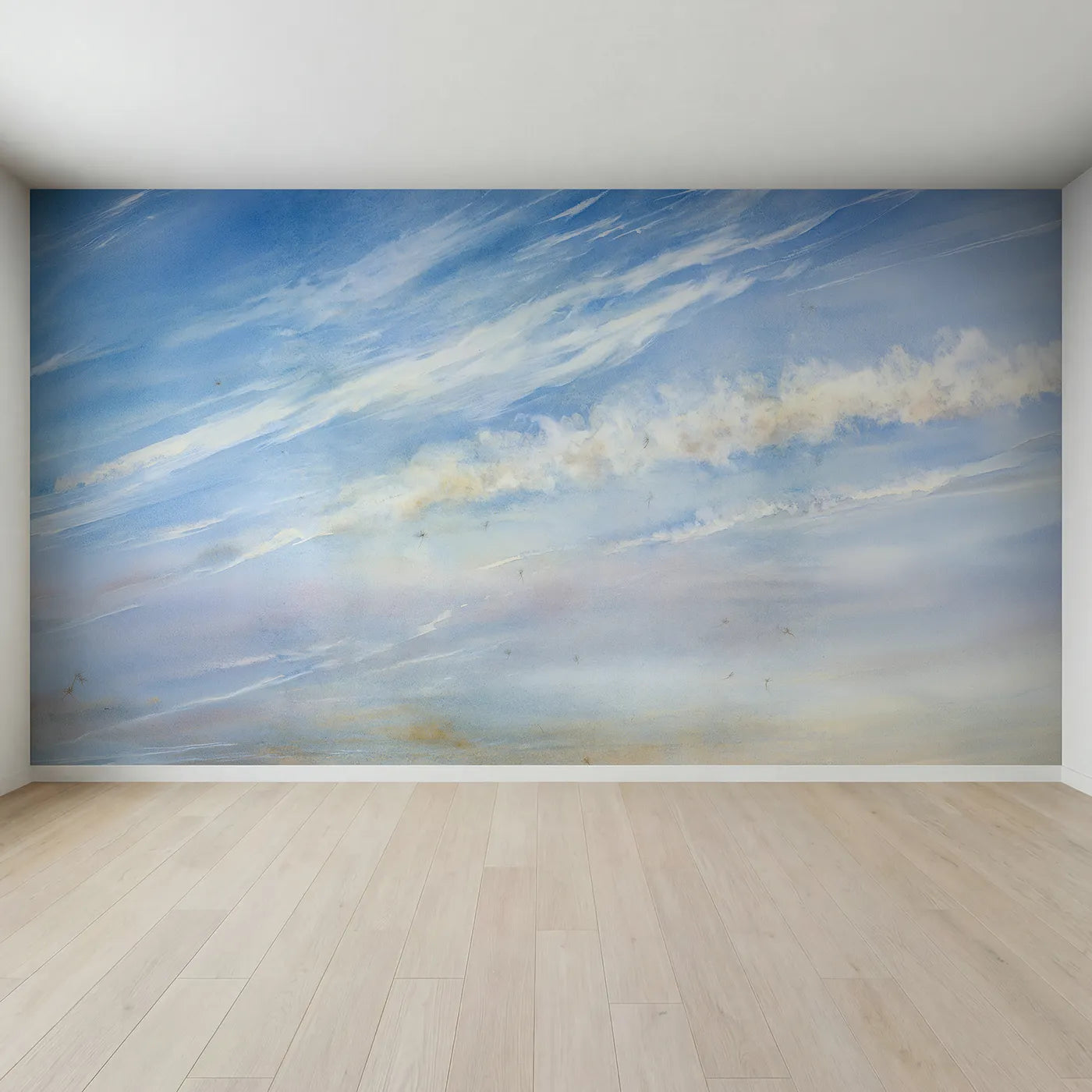 Full view of Midday Cirrus Wisps Sky Wallpaper Mural by Whimsy Tots