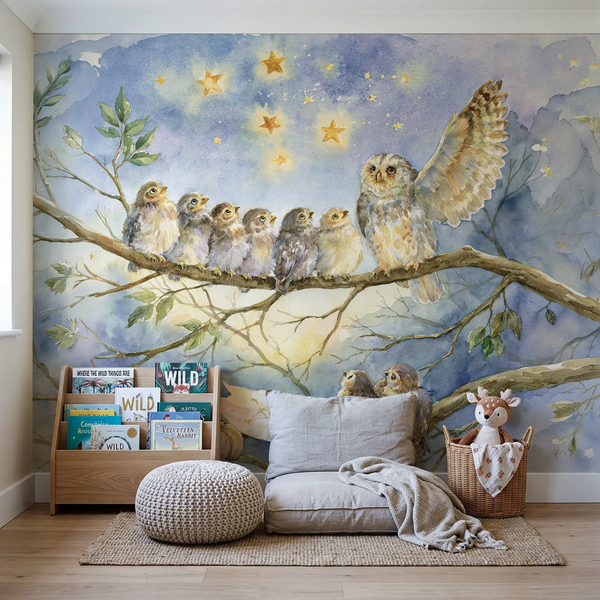 The Star Navigation Lesson Wallpaper Mural in playroom setting by Whimsy Tots