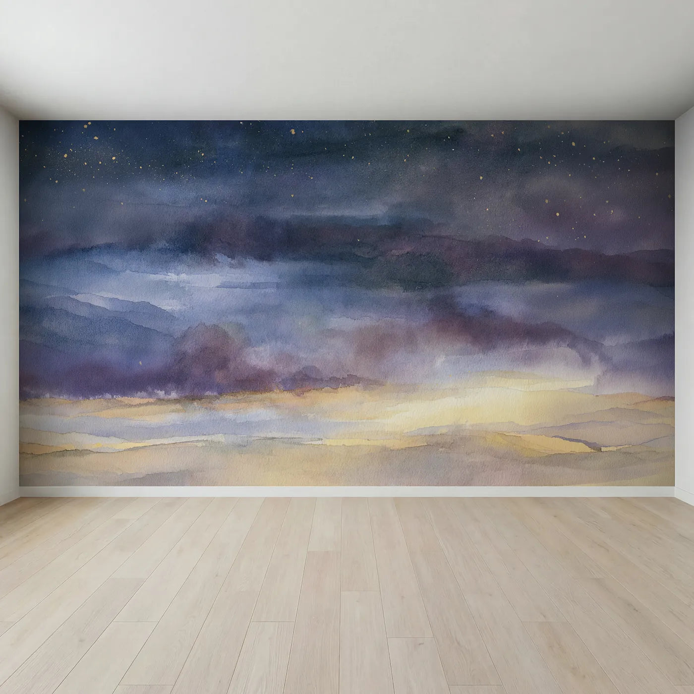 Full view of Dreamy Night Sky Wallpaper Mural by Whimsy Tots