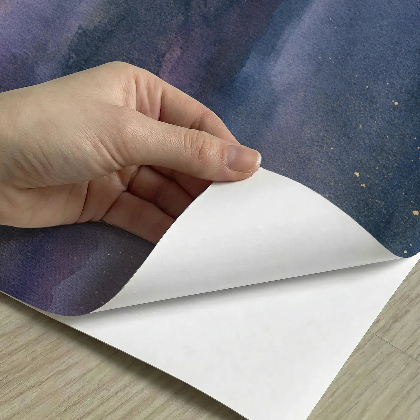 Peel-and-stick detail of Dreamy Night Sky Wallpaper Mural by Whimsy Tots