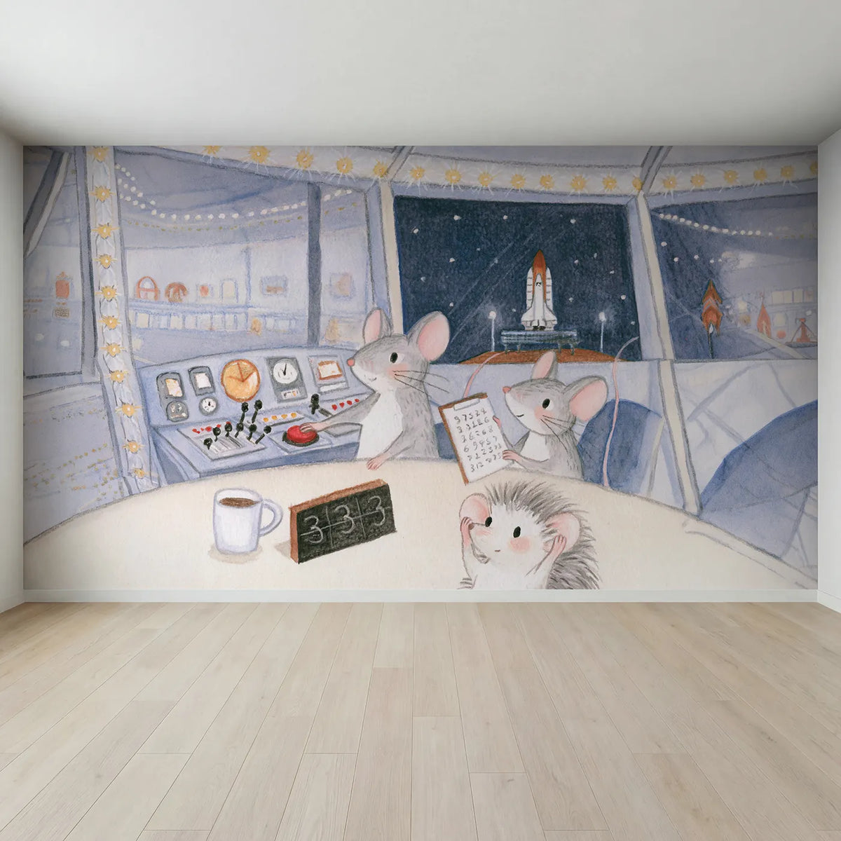 Full view of The Countdown Desk Wallpaper Mural by Whimsy Tots