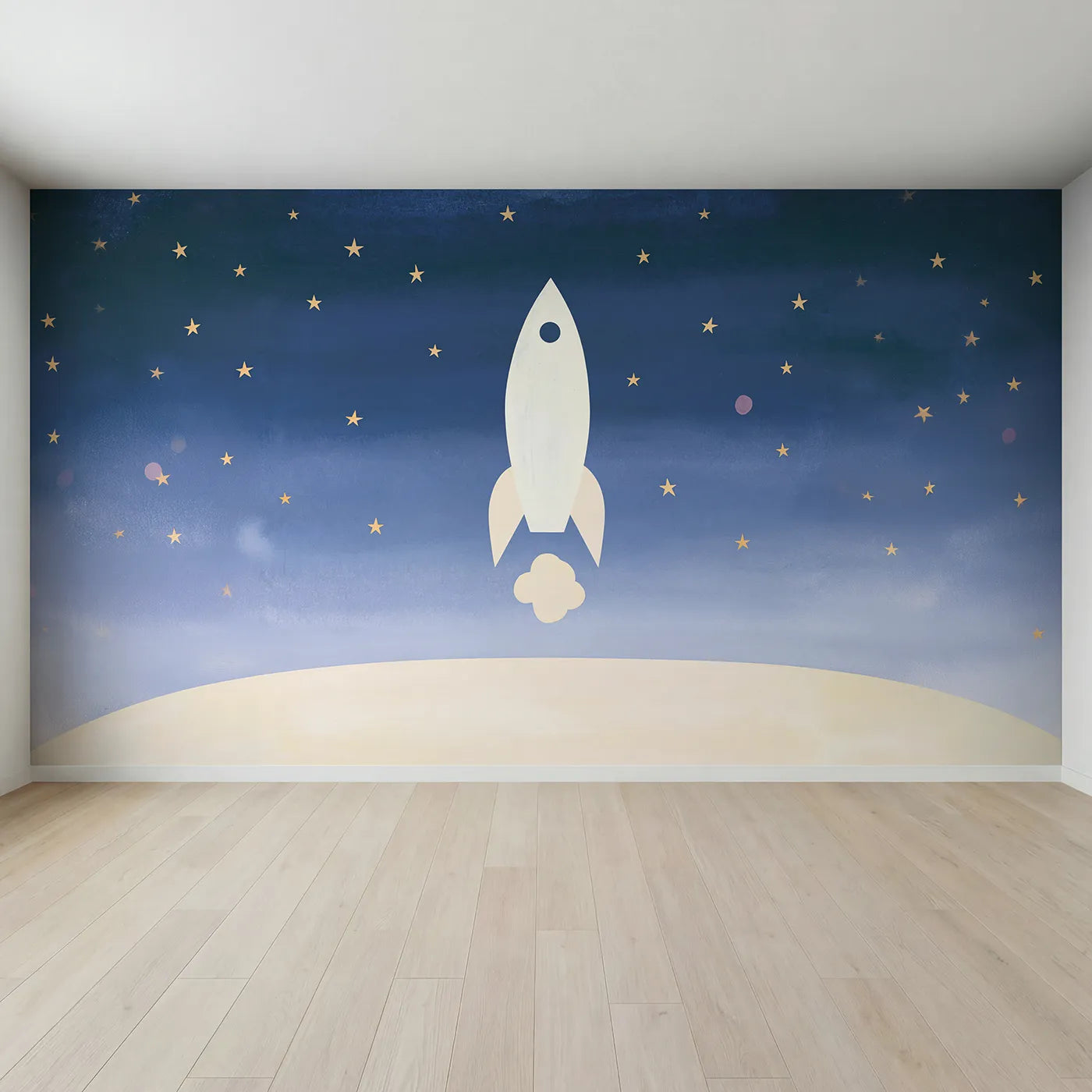 Full view of Folk Rocket Shapes Wallpaper Mural by Whimsy Tots