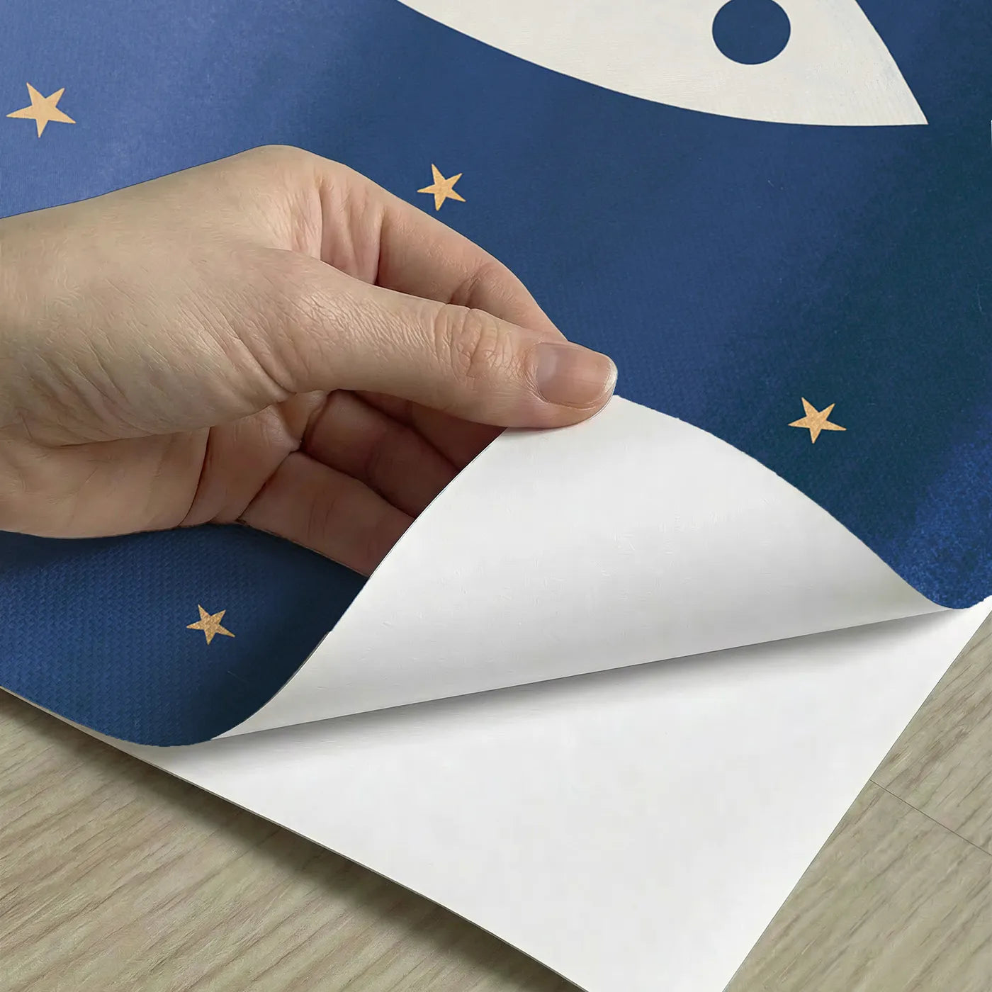 Peel-and-stick detail of Folk Rocket Shapes Wallpaper Mural by Whimsy Tots