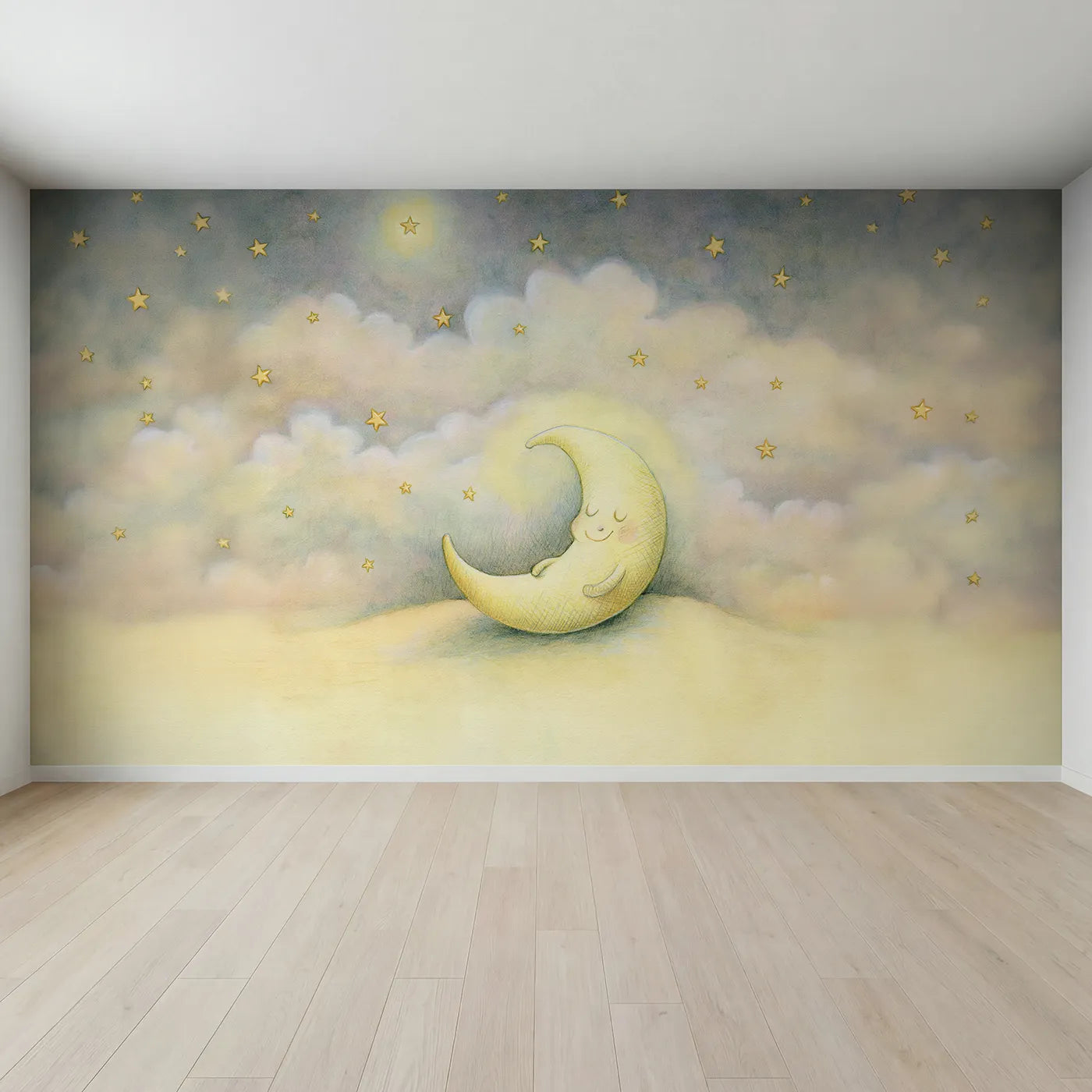 Full view of Goodnight Moon Friend Wallpaper Mural by Whimsy Tots