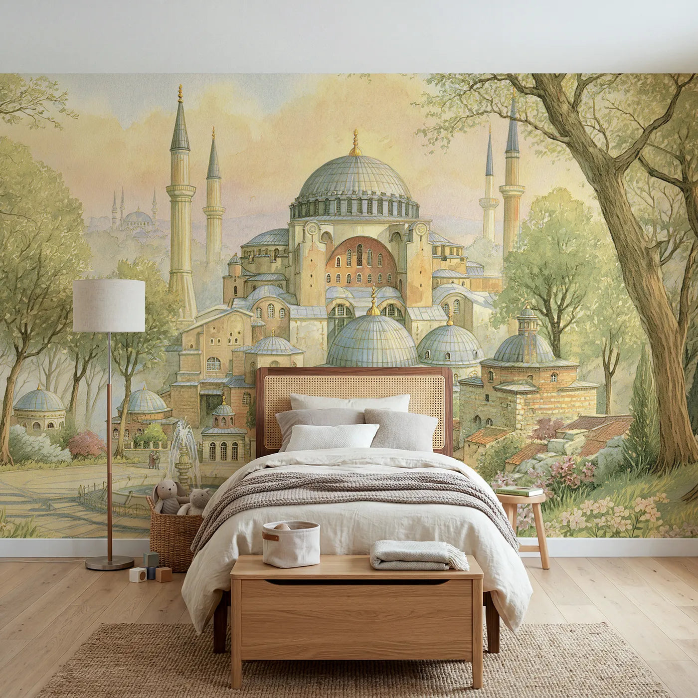 Watercolor wall mural of the Hagia Sophia dome by Whimsy Tots