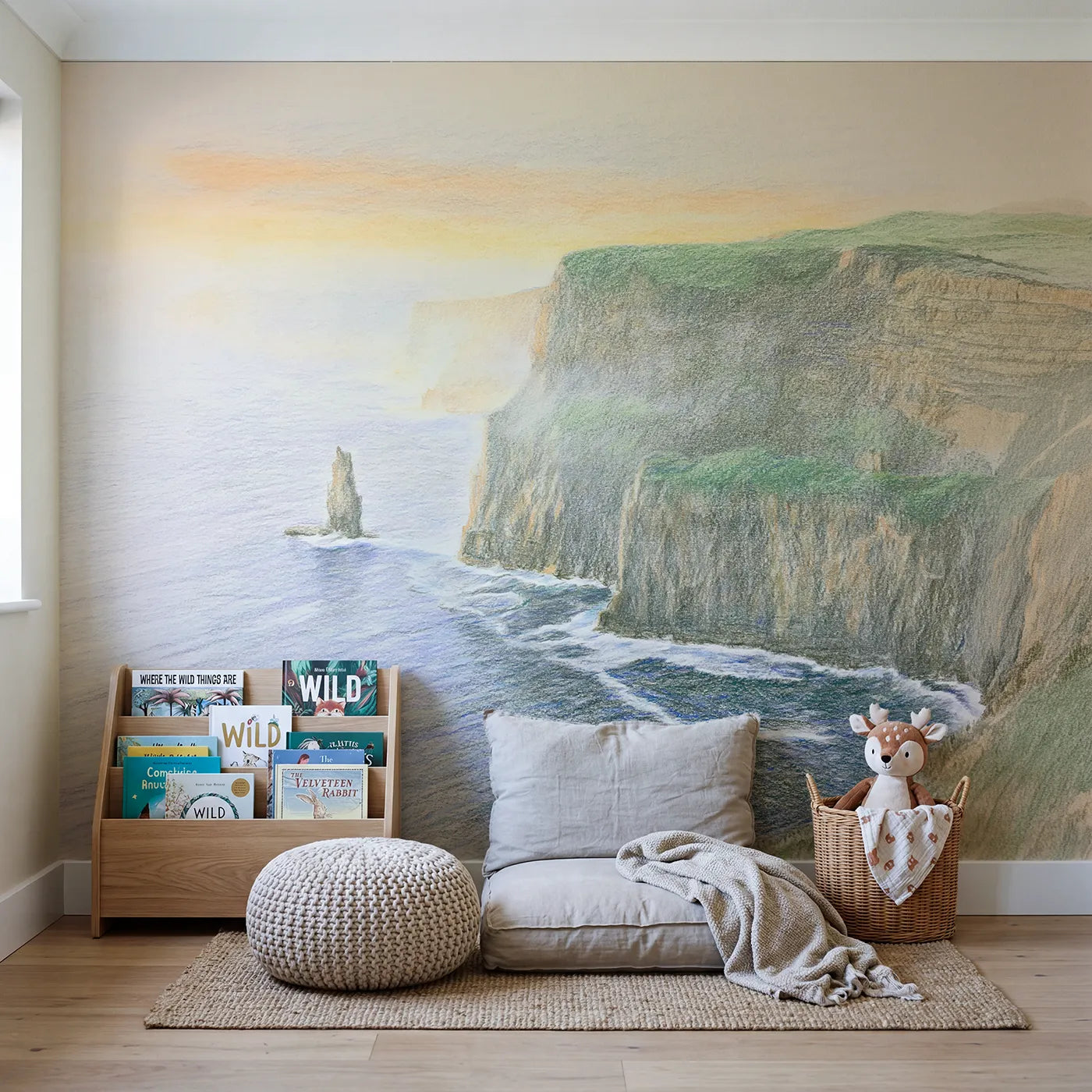 Cliffs of Moher Wallpaper Mural in playroom setting by Whimsy Tots