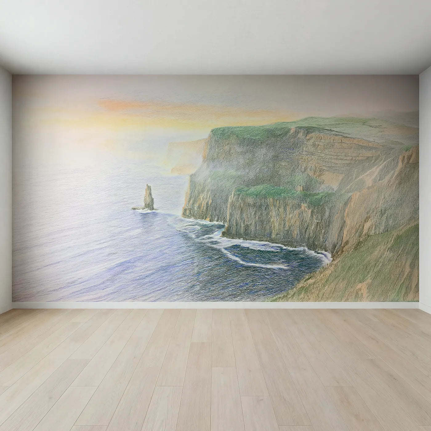 Full view of Cliffs of Moher Wallpaper Mural by Whimsy Tots