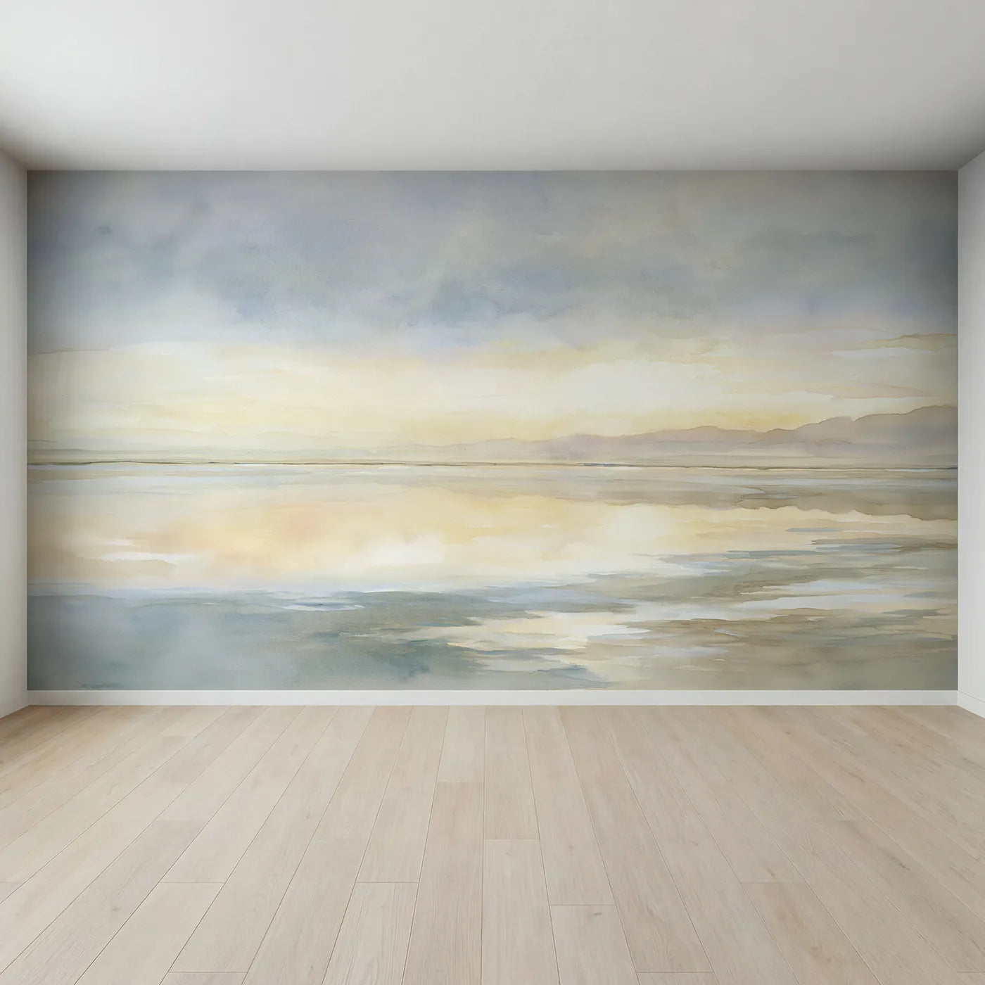 Full view of Salt Flat Mirror Wallpaper Mural by Whimsy Tots