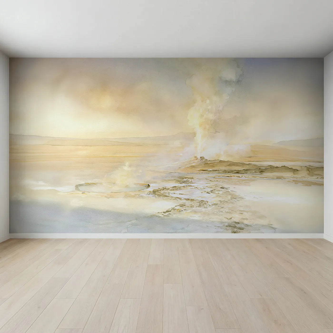 Full view of Geyser Steam Plain Wallpaper Mural by Whimsy Tots