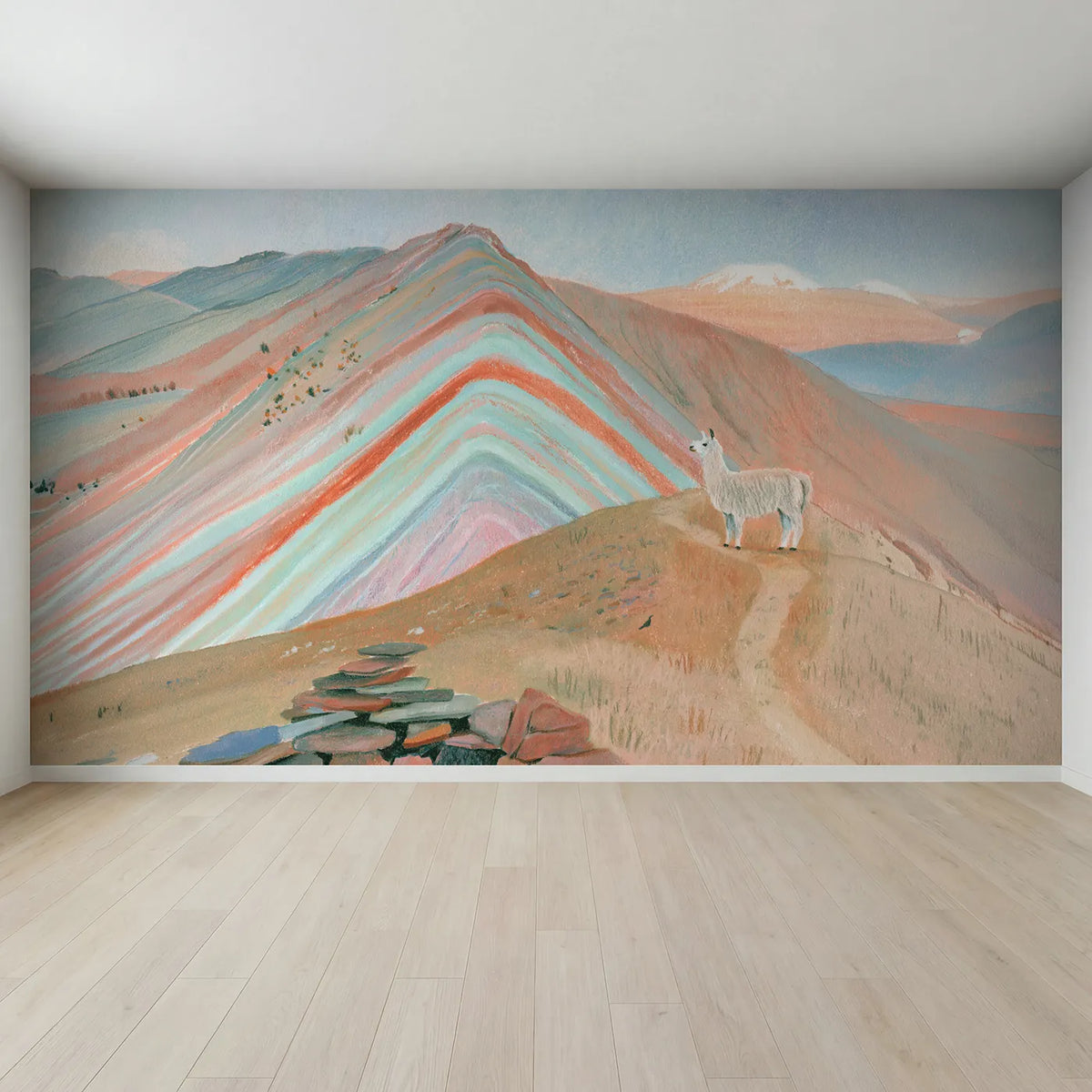 Full view of The Rainbow Mountain Wallpaper Mural by Whimsy Tots