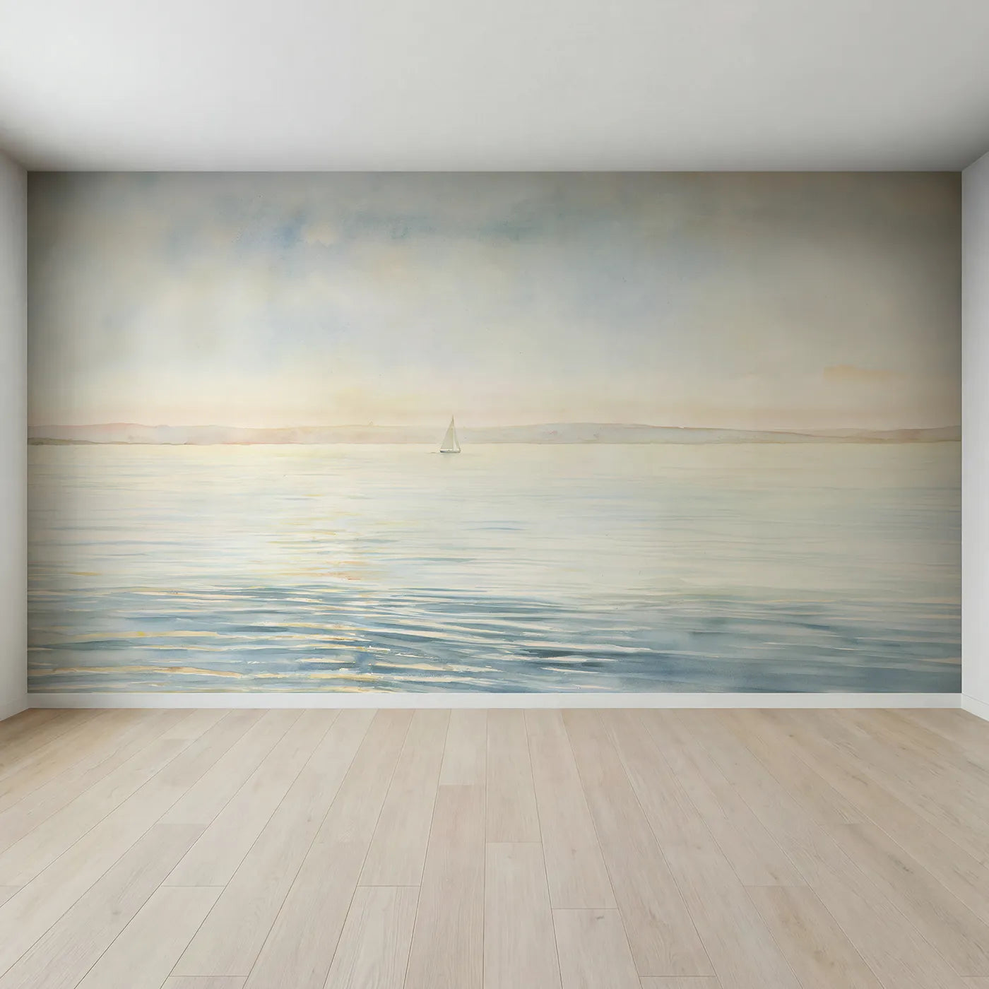 Full view of Soft Sea Horizon Wallpaper Mural by Whimsy Tots
