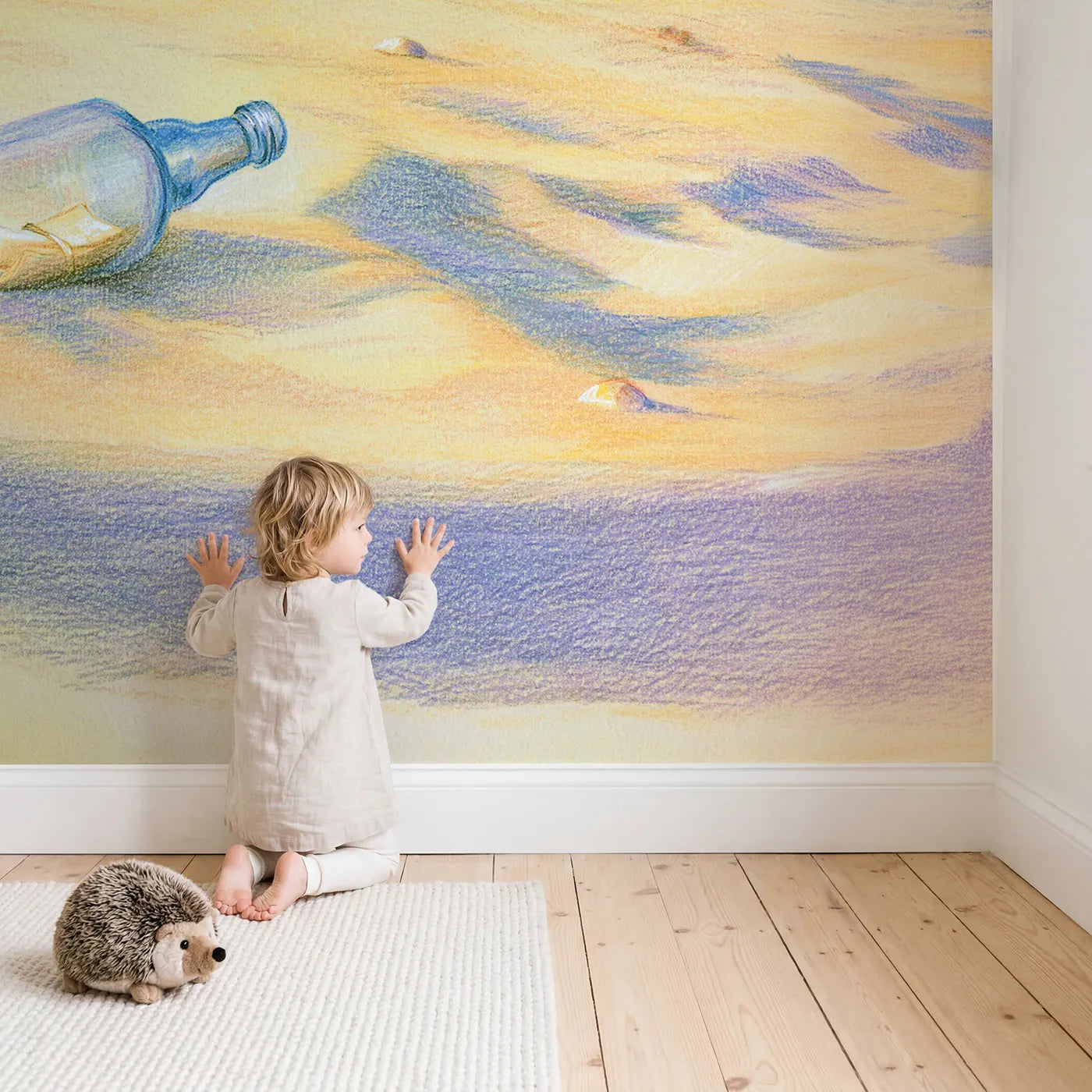Child in nursery with Message in a Bottle Wallpaper Mural by Whimsy Tots