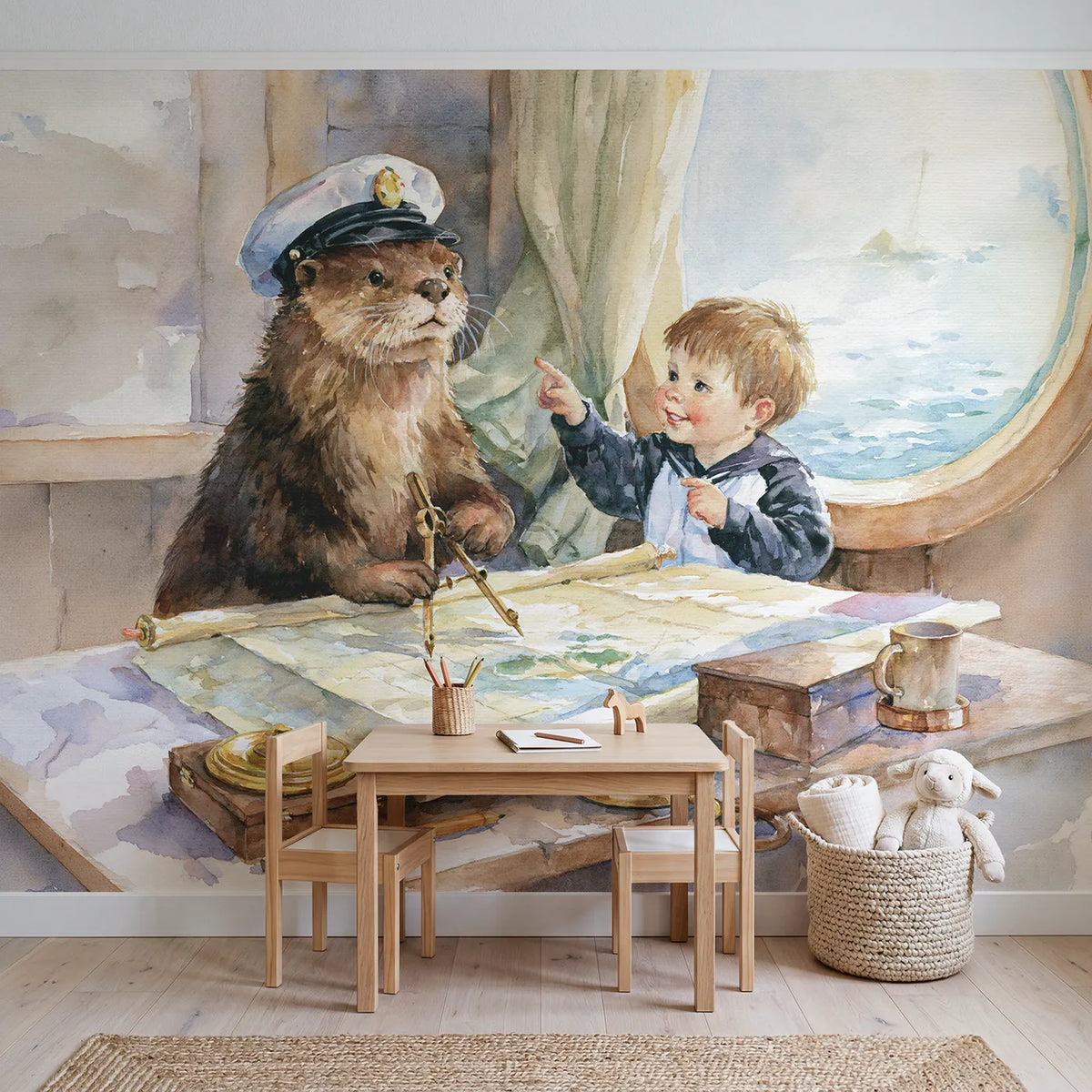 The Chart Table Wallpaper Mural in playroom setting by Whimsy Tots