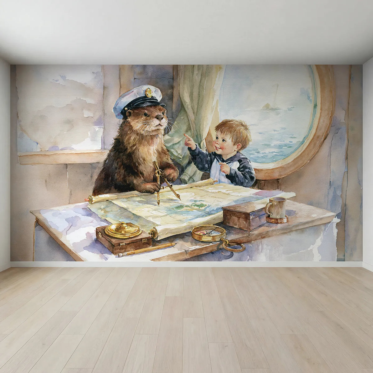 Full view of The Chart Table Wallpaper Mural by Whimsy Tots