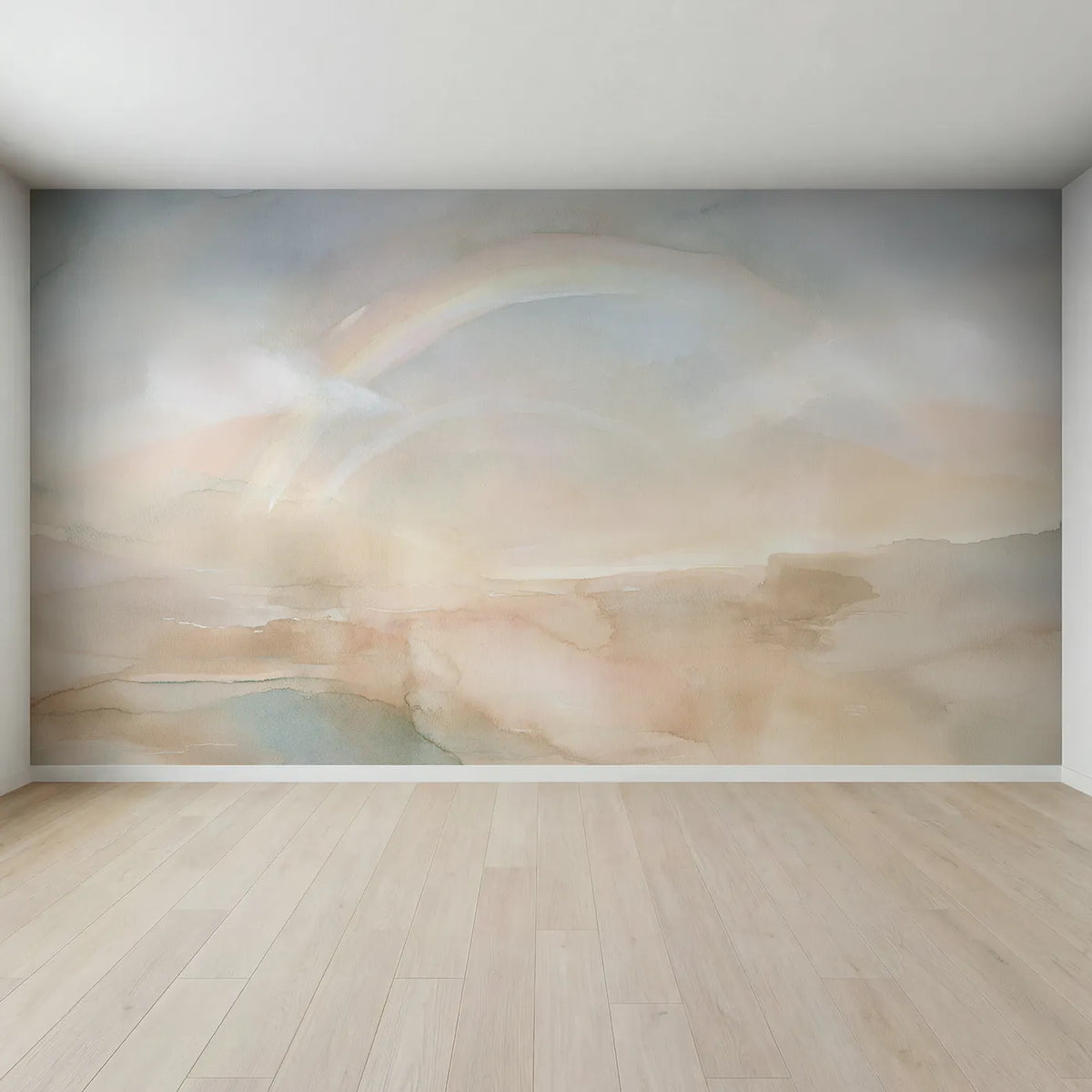 Full view of Soft Rainbow Arc Wallpaper Mural by Whimsy Tots