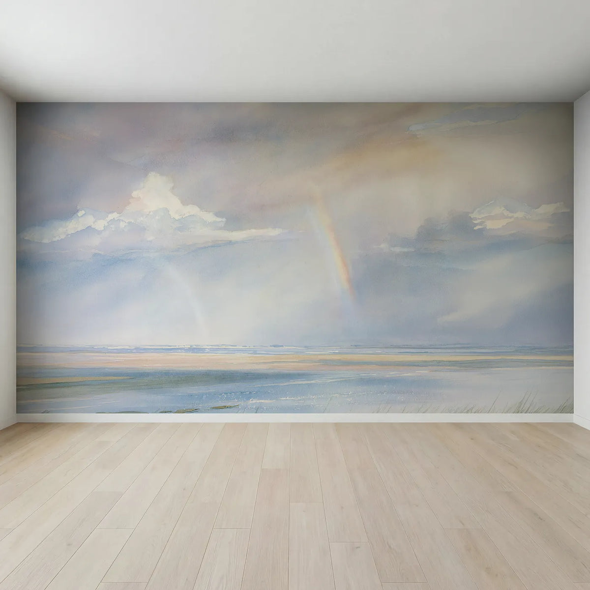 Full view of Rainbow After Rain Wallpaper Mural by Whimsy Tots