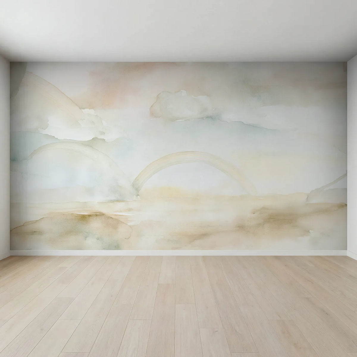 Full view of Dreamy Cloud Rainbow Wallpaper Mural by Whimsy Tots