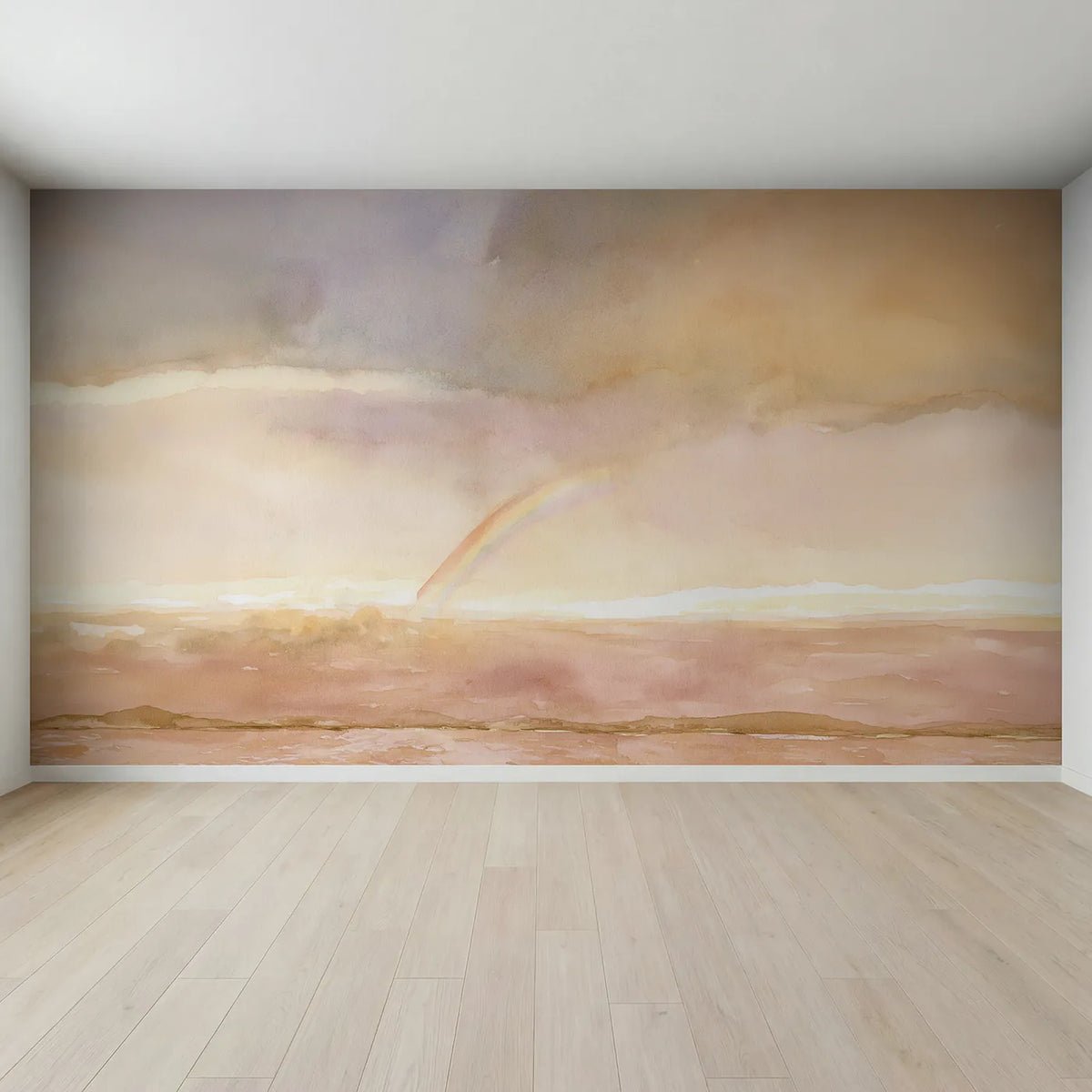 Full view of Soft Sunset Rainbow Wallpaper Mural by Whimsy Tots