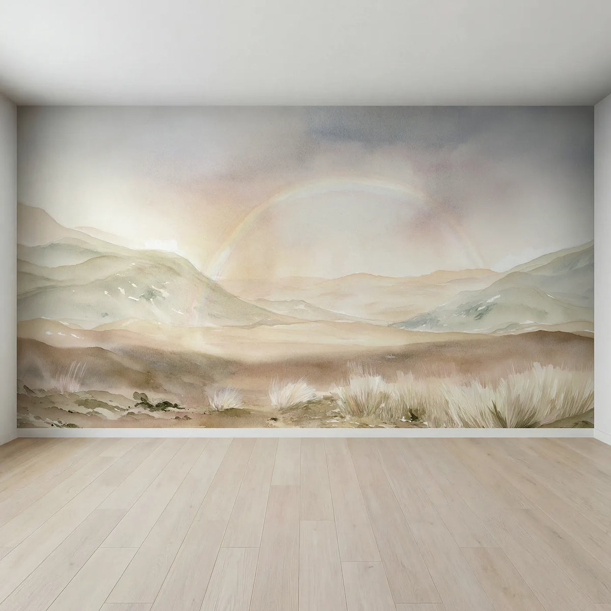 Full view of Hazy Rainbow Hills Wallpaper Mural by Whimsy Tots