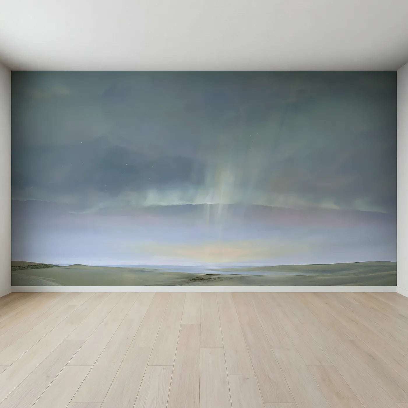 Full view of Soft Aurora Glow Wallpaper Mural by Whimsy Tots