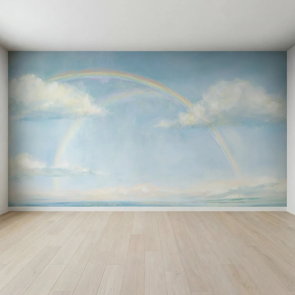 Full view of Pastel Rainbow Dream Wallpaper Mural by Whimsy Tots