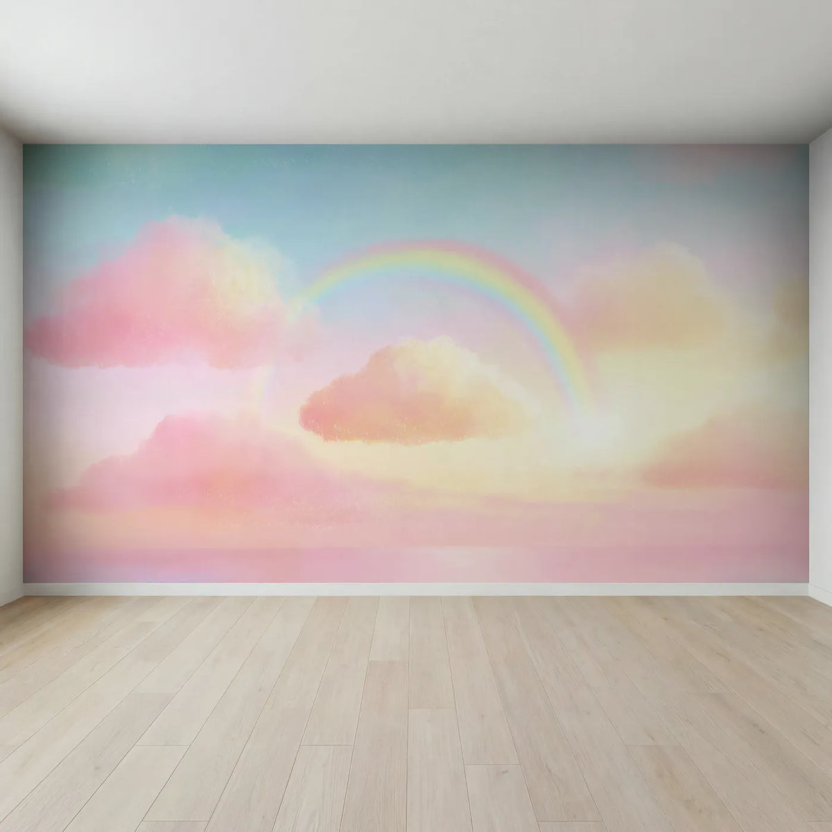 Full view of Pastel Rainbow Cloud Wallpaper Mural by Whimsy Tots