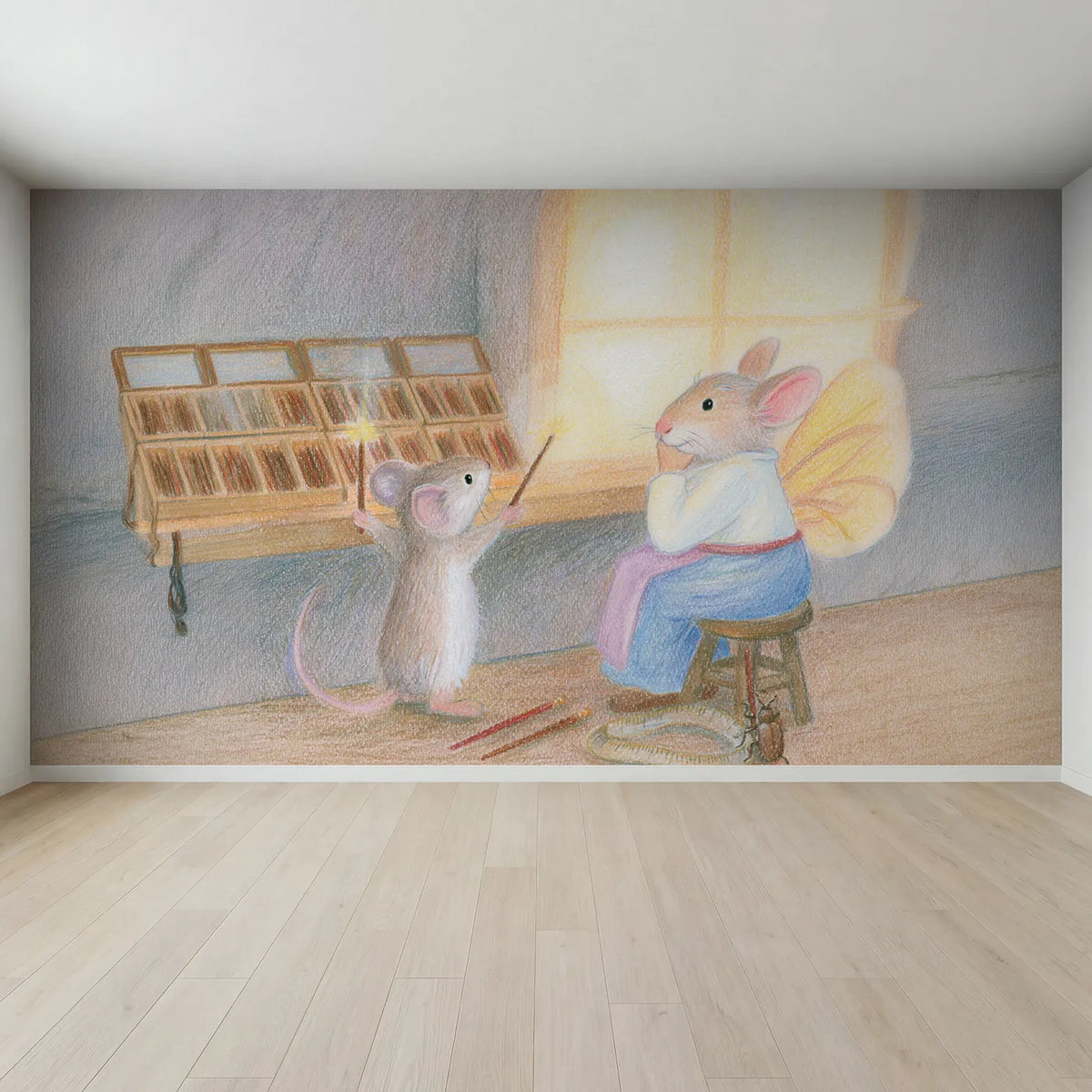 Full view of Choosing the Right Wand Wallpaper Mural by Whimsy Tots