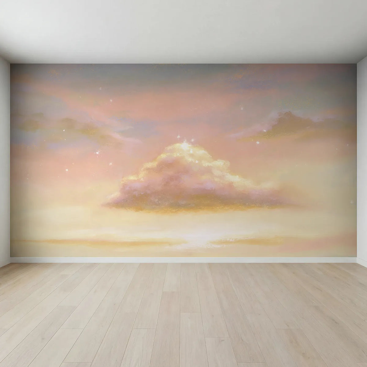 Full view of Magic Cloud Sparkle Wallpaper Mural by Whimsy Tots