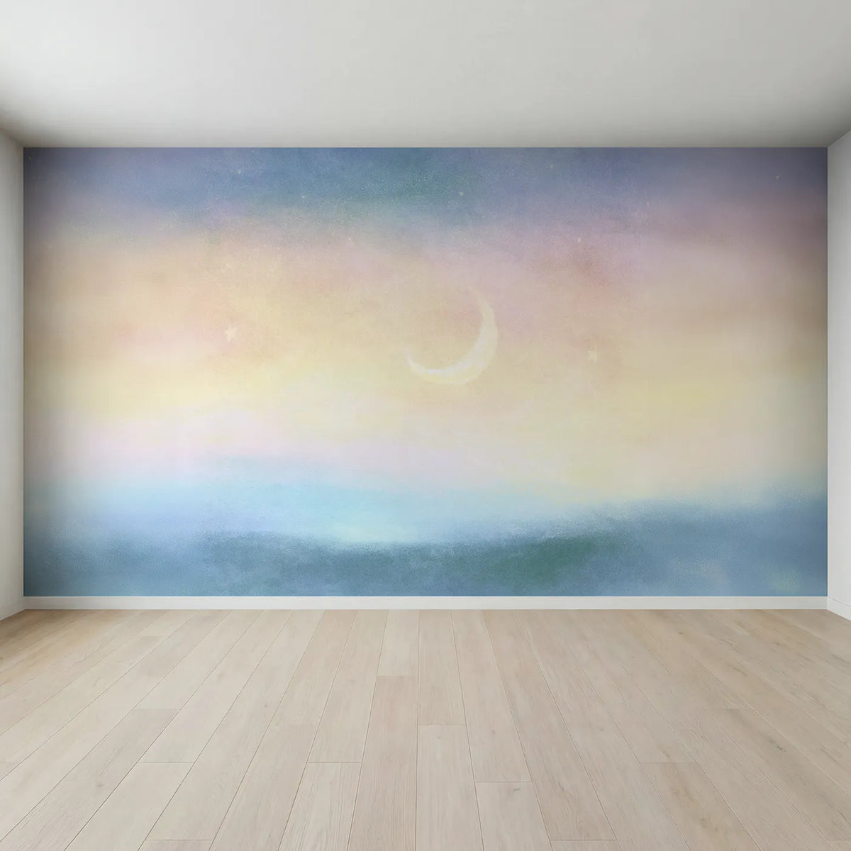 Full view of Soft Crescent Magic Wallpaper Mural by Whimsy Tots