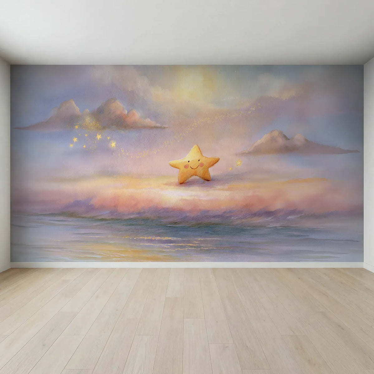 Full view of Little Star Friend Wallpaper Mural by Whimsy Tots