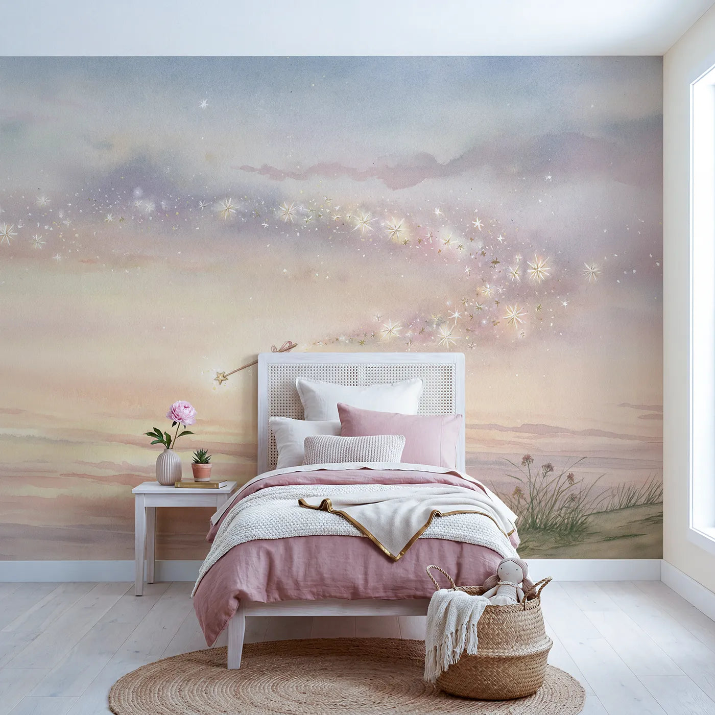 Storybook wall mural of a little magic wand by Whimsy Tots