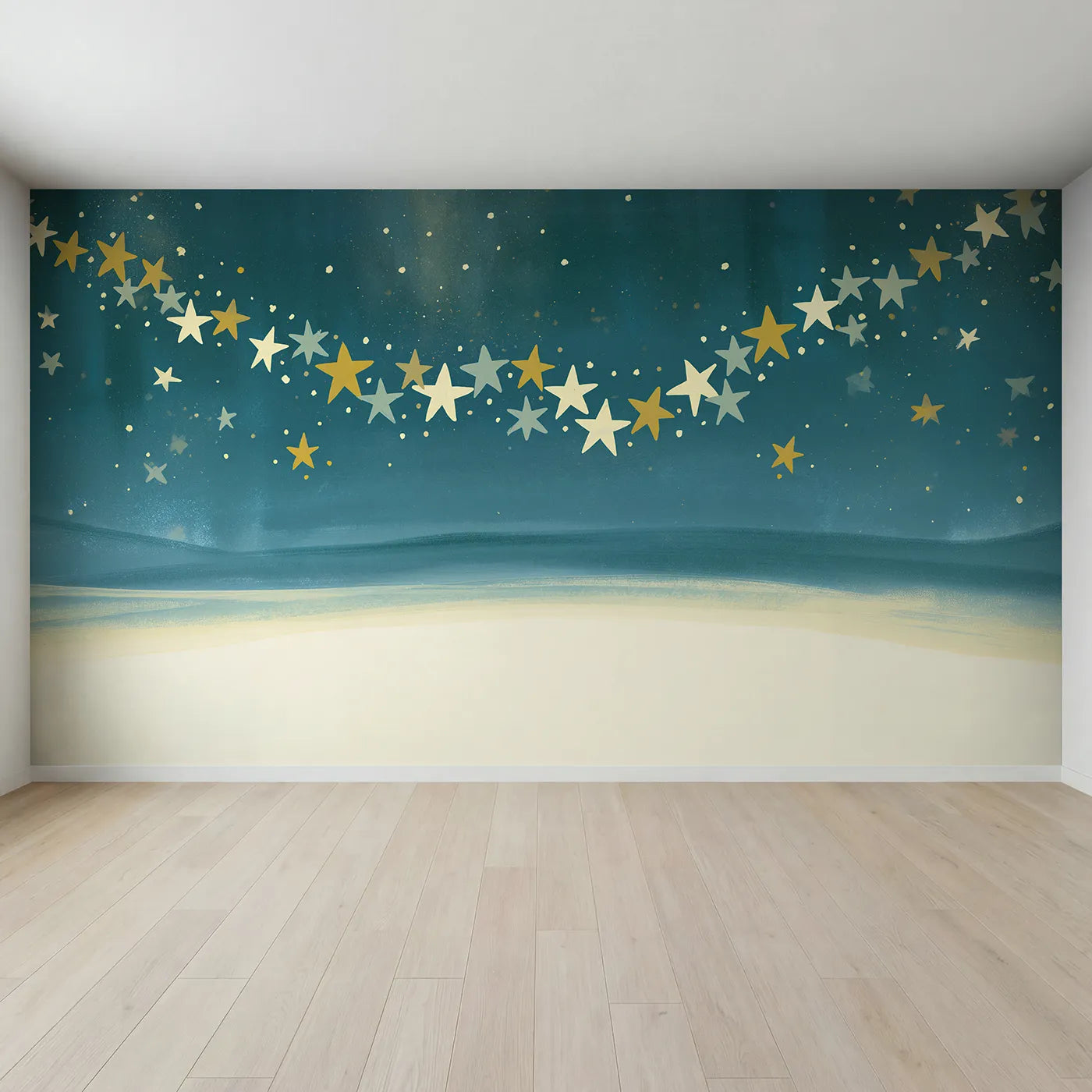 Full view of Folk Star Magic Wallpaper Mural by Whimsy Tots