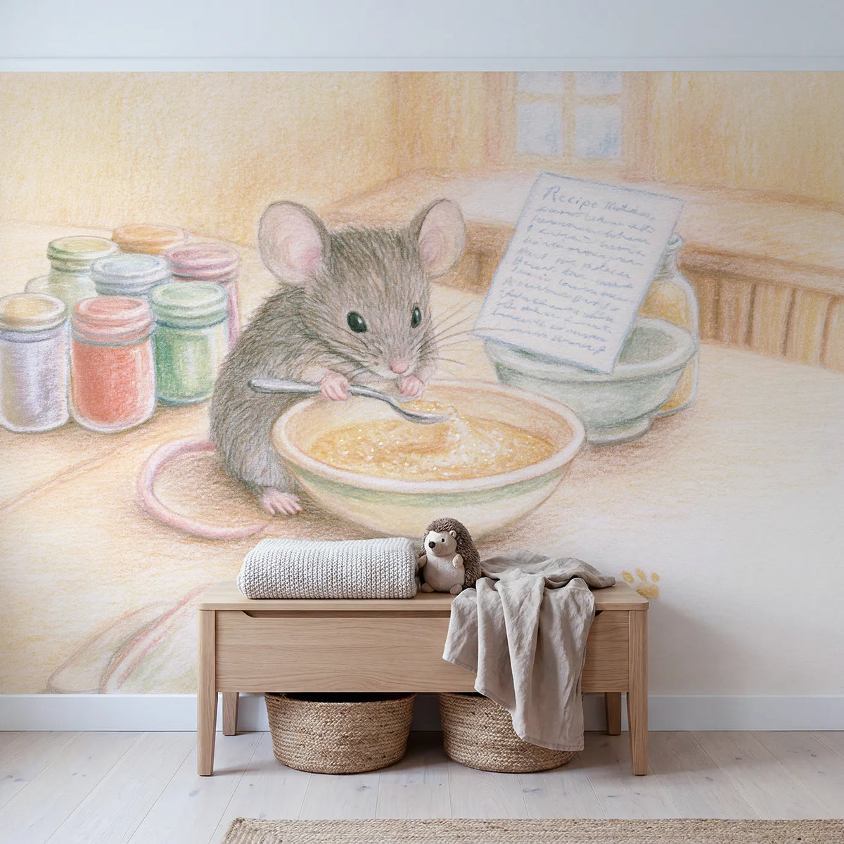 The Sparkle Recipe Wallpaper Mural in playroom setting by Whimsy Tots