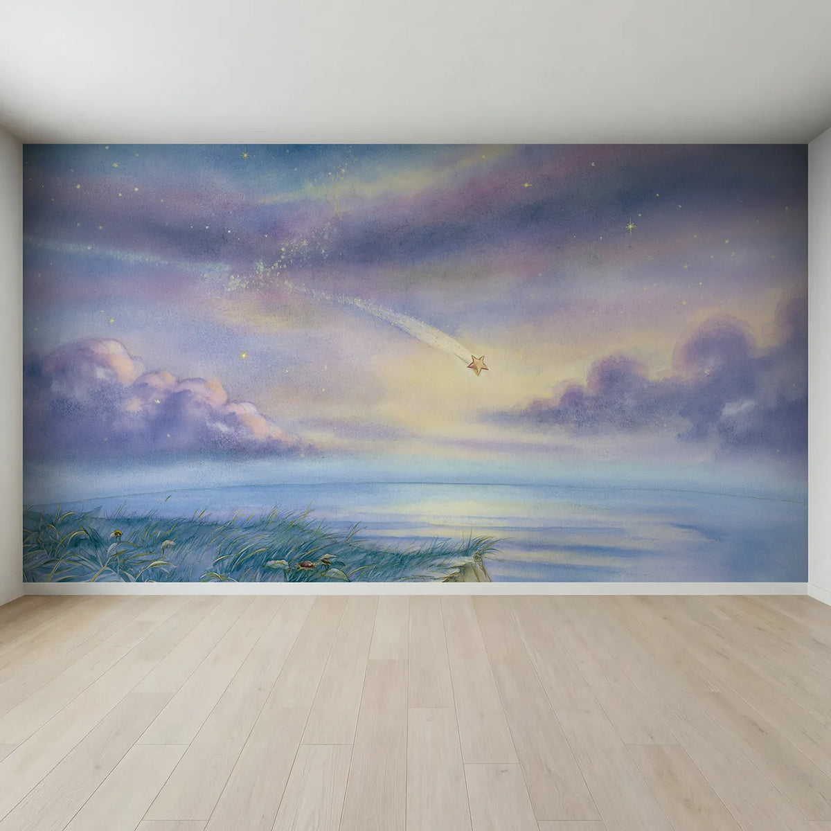 Full view of Shooting Star Adventure Wallpaper Mural by Whimsy Tots