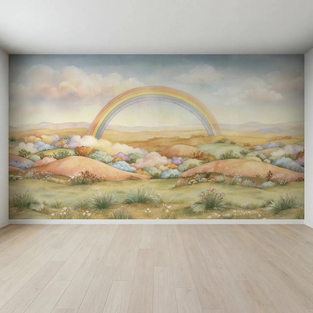 Full view of Rainbow Wonder Land Wallpaper Mural by Whimsy Tots
